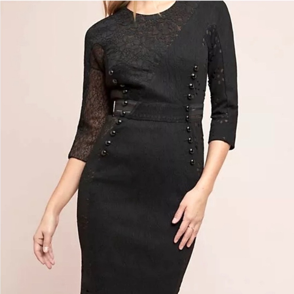 Byron Lars Black Lace Long Sleeve Sheath Dress